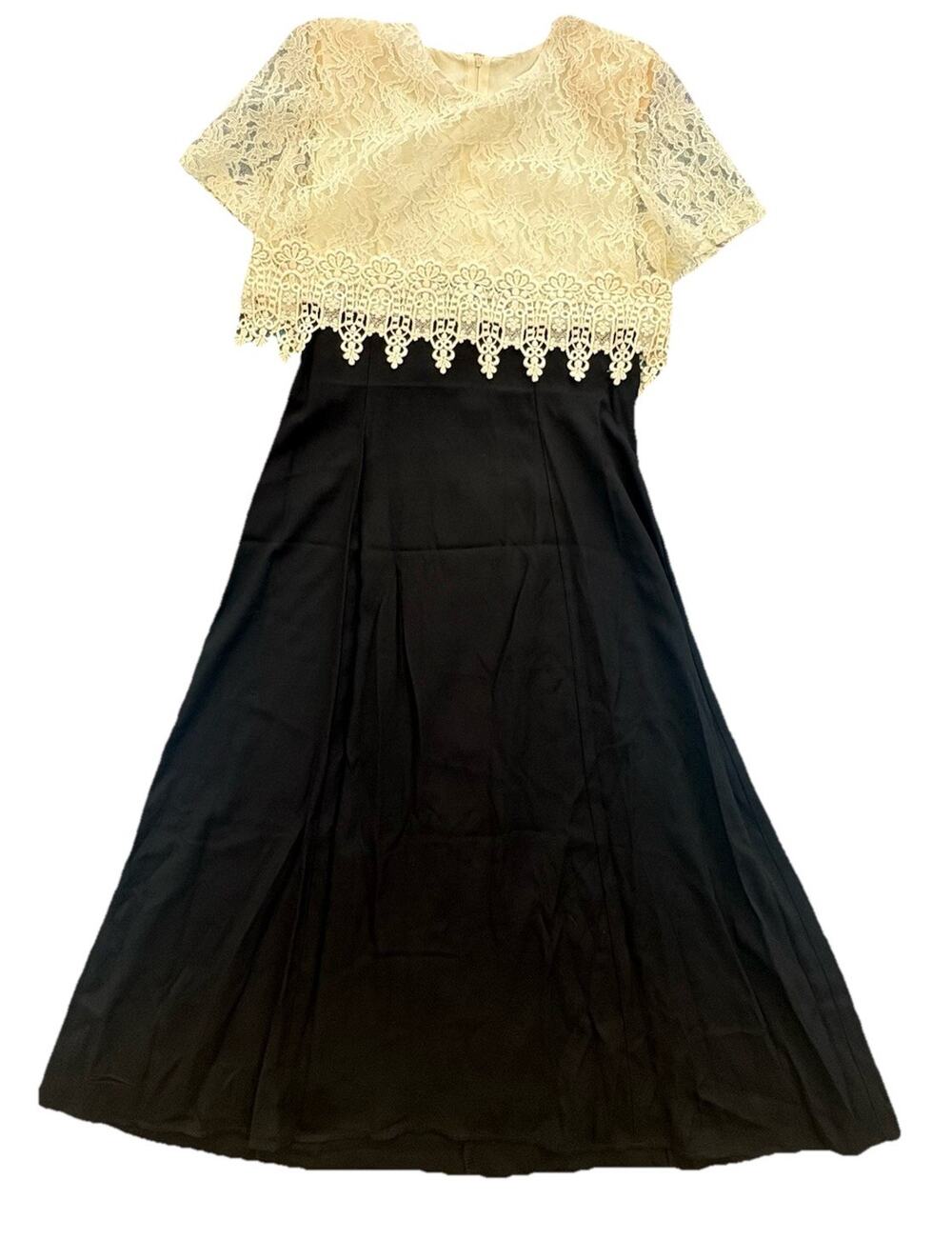Jeffrey & Dara By Linda Hutley Women’s 12 Black Ivory Classic Evening Dress 80s